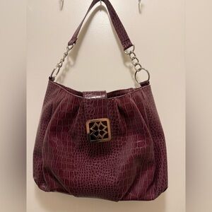 Y2K Style Naturalizer Burgundy Croc-Embossed Shoulder Bag